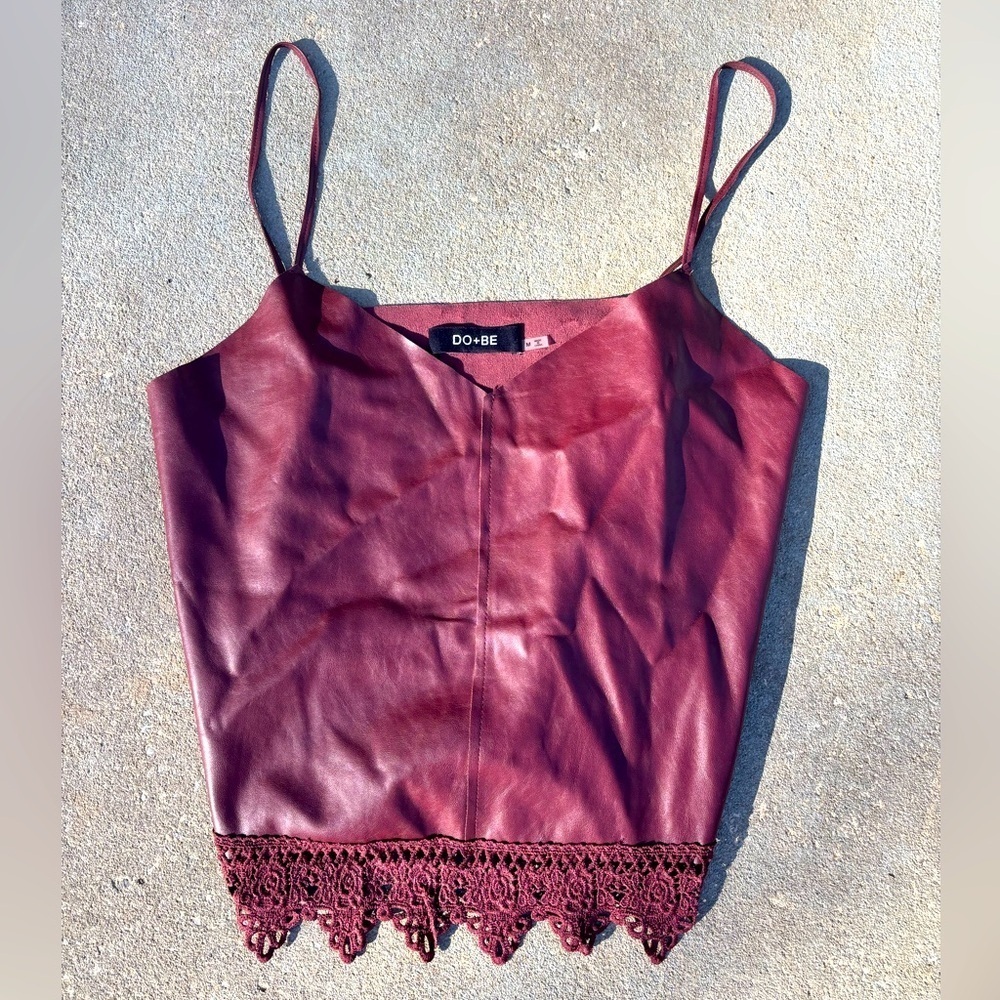 Do + Be Vegan Leather top — Size Medium
